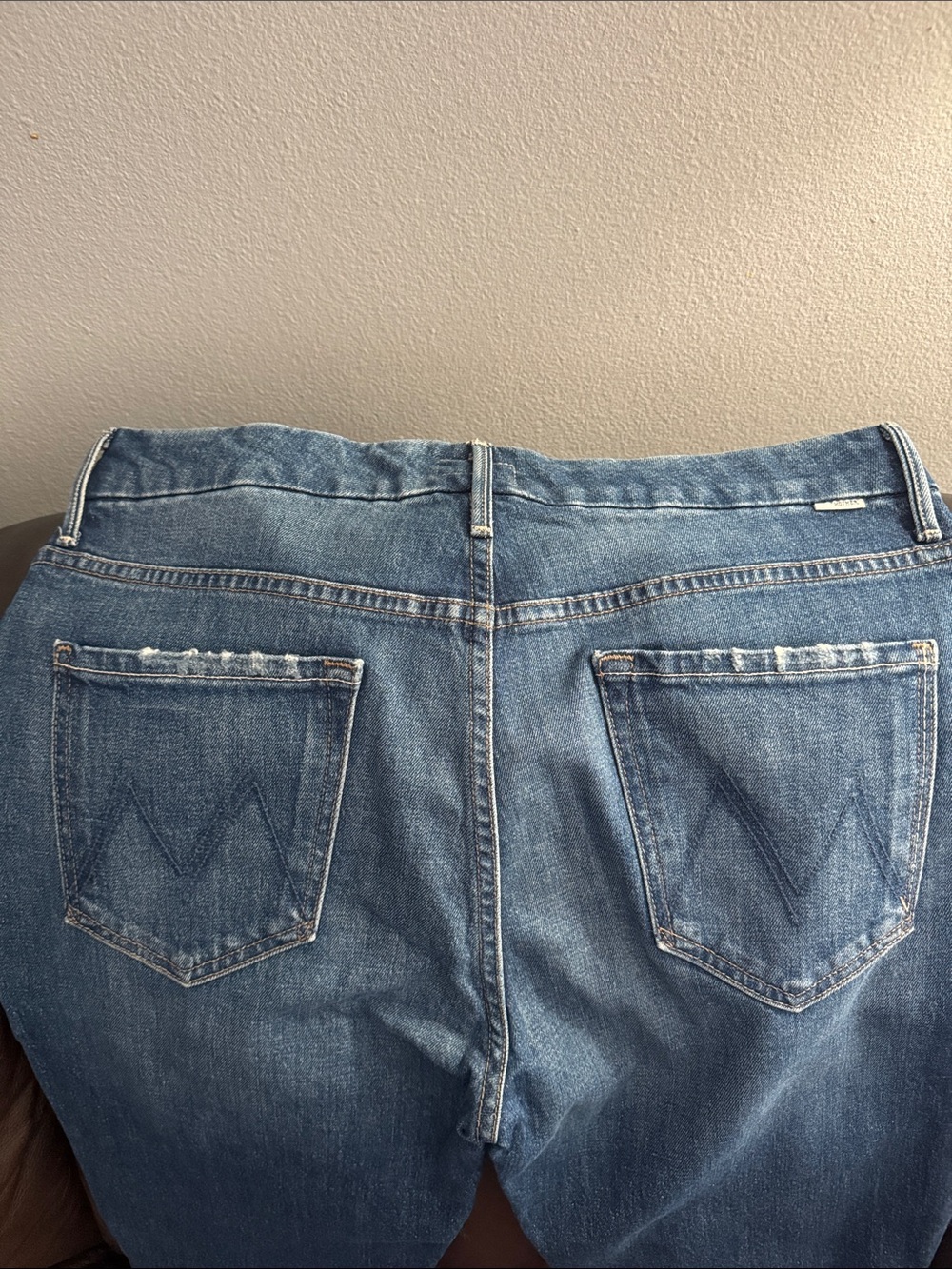 MOTHER Medium Blue Cropped Ankle Jeans